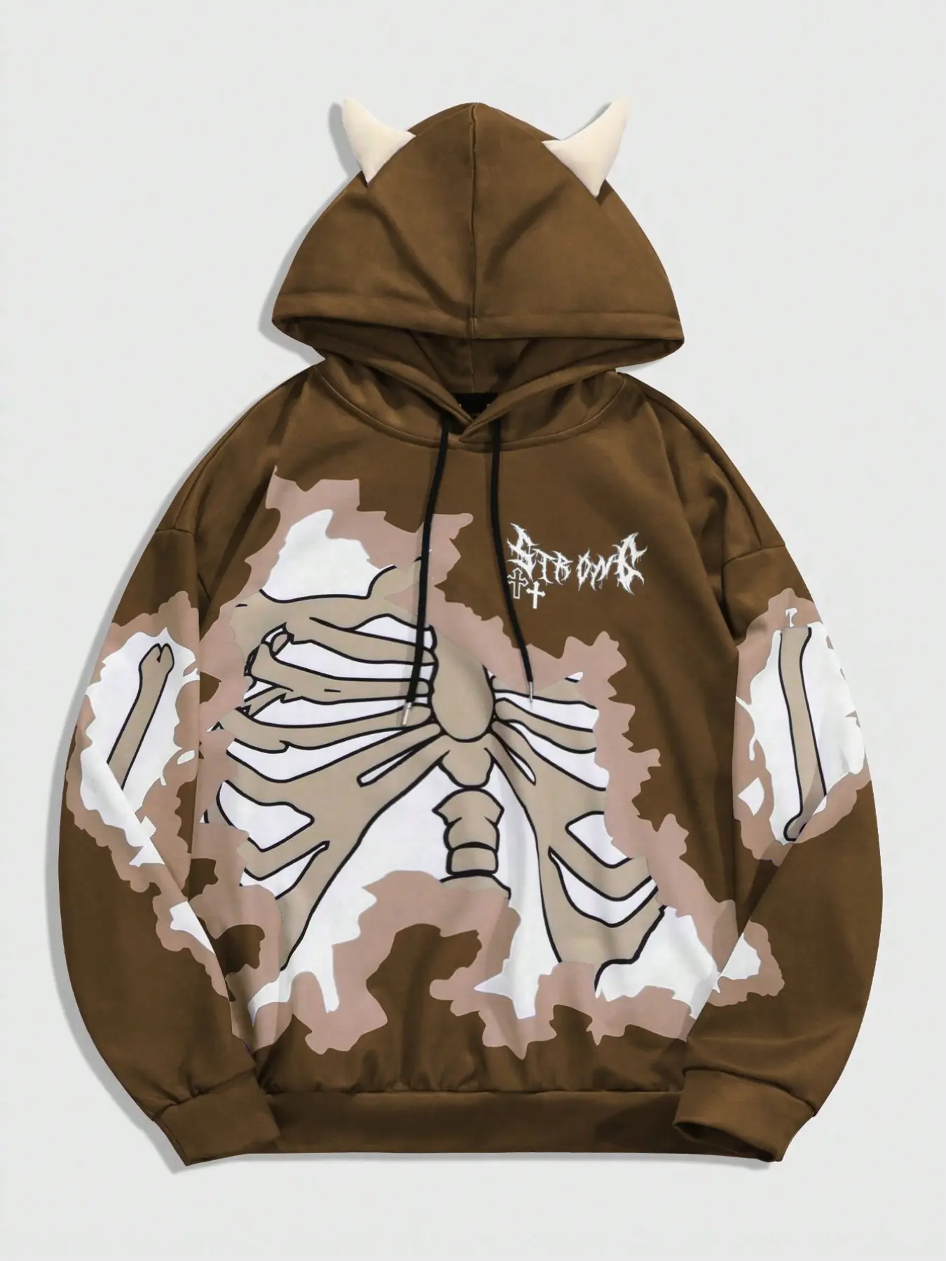 Men's Skeleton Graphic Print Hoodie, Loose Casual Comfy Fashion Long Sleeve Pullover Hooded Sweatshirt for Daily Wear, Men's Clothes for All Seasons, Tops, Halloween, graphic sweatshirts, Pullover Hoodies, Menswear