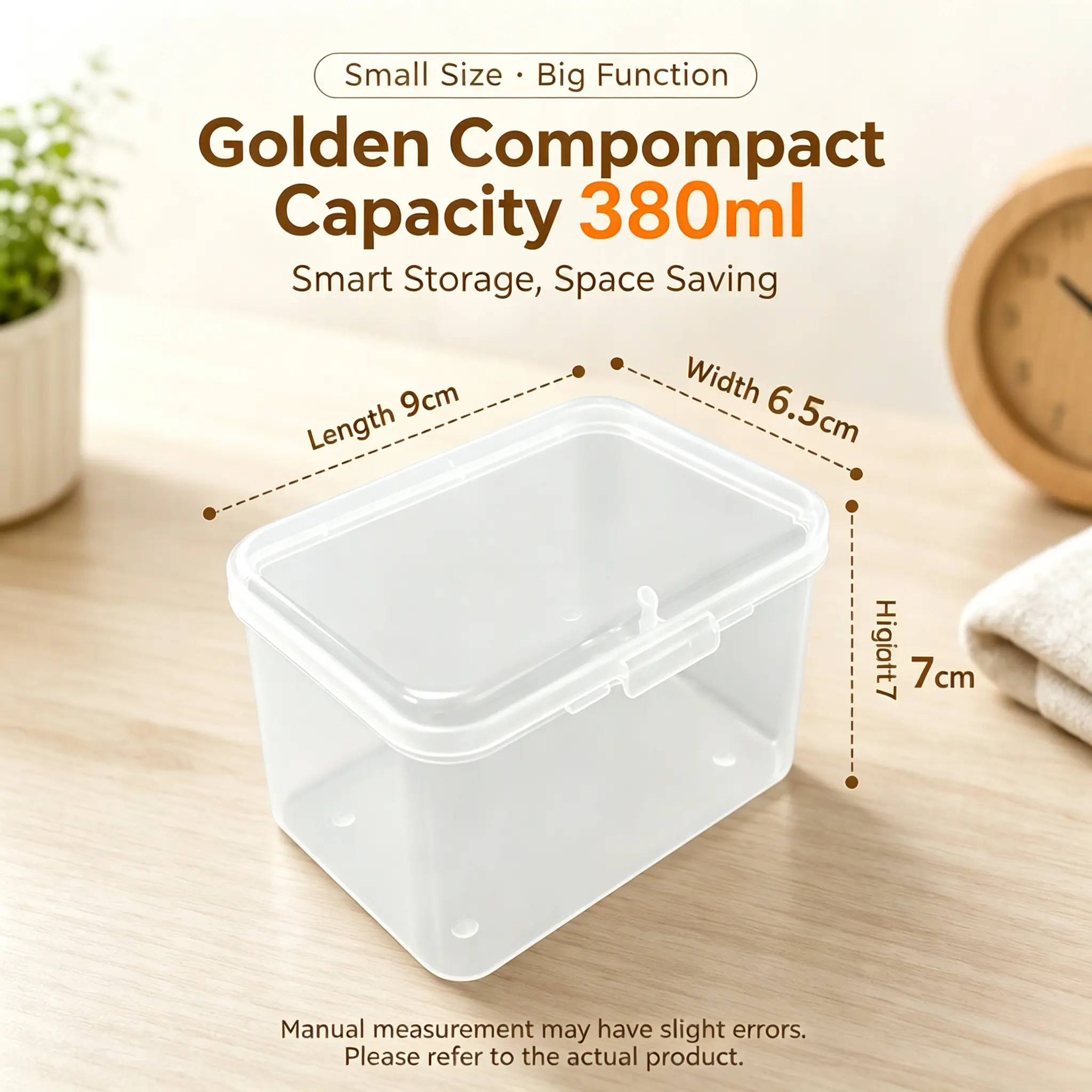 380ml Clear Thick Plastic Storage Box - Home Organizer Container for Loose Beads, Figurines, Jewelry
