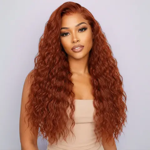 26inch Long 13x6 HD Front Lace Synthetic Wig-Water Wave Wigs Heat Resistant for Various Shapes Gorgeous Fluffy without Bangs 180% Density HD Deep Wave Wig for Daily Using/Party #tiktokshopblackfriday