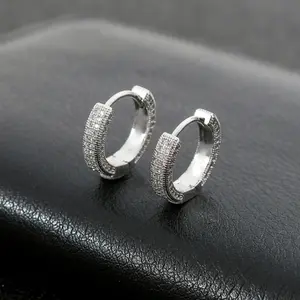 Men's Hip-Hop Hoop Earrings, Stylish Unique Sparkling Design, Minimalist Luxury Versatile Jewelry for Daily Wear