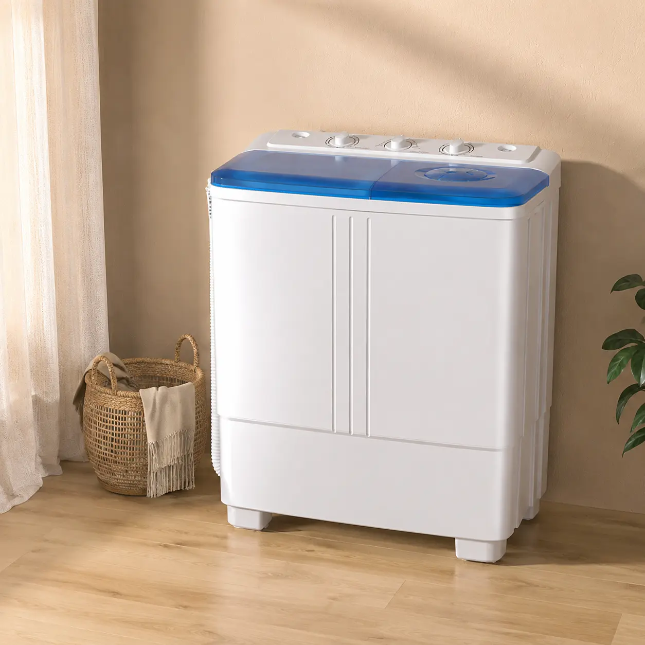 VCJ Portable Washing Machine, Twin Tub Washing Machine Laundry Compact Washer spinner Combo with 20/28/40lbs capacity, 12Lbs Washer and 8Lbs Spinner dryer for Apartments RVs and Dorms