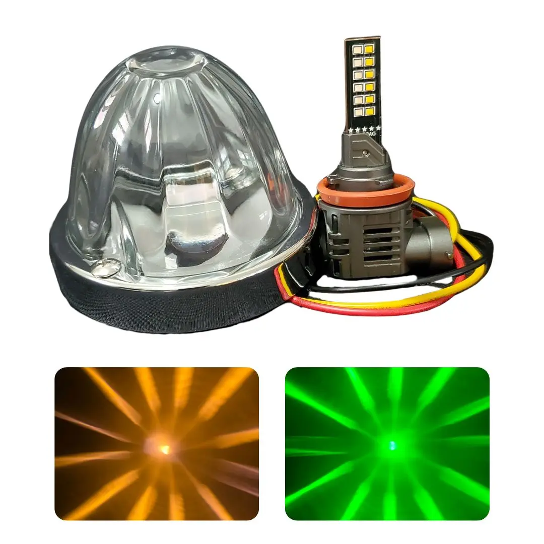 InfinityBEAM Dual Color Green to Amber H11 Star Pattern Glass Watermelon Light