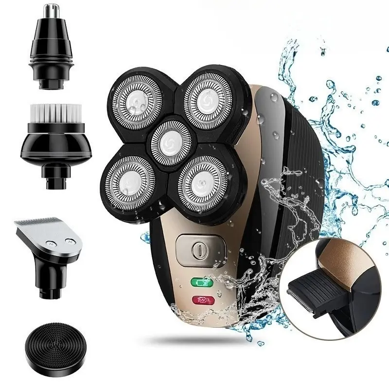 Portable Men's Multifunctional Personal Care Appliances Electric Shaver Set, Shaving Tool, Wet/dry Cordless Razor, 5-Blade Trimmer, Waterproof Rotating Blades, Waterproof Rechargeable Shaver, Gift for Him