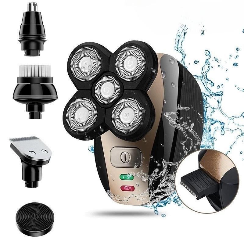 Portable Men's Multifunctional Electric Shaver Set, Wet/dry Cordless Razor, 5-Blade Trimmer, Waterproof Rotating Blades, Waterproof Rechargeable Shaver, Gift for Him