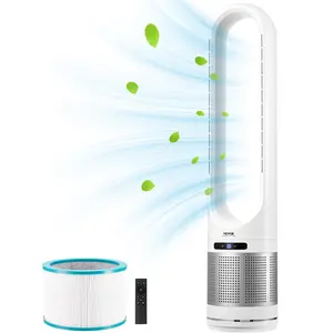 【FathersDayGift】VEVOR Tower Fan Bladeless,  , 15.4ft/s Velocity Floor  Cooler Fan that Blows Cold Air, 80° Oscillating 8-Speed Fans, 8H Timer, Standing Fans with H13 HEPA Filtration, Remote Control & Air Purification Mode