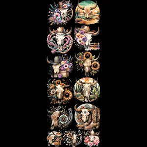 Black Knocked Out Western 2 DTF Heat Transfer - Art Heat Transfer Design for Custom Prints (DIY Specialty Supply for Toys & Hobbies)