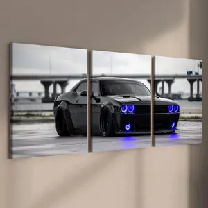 Car Pattern Canvas Painting with Frame, 3 Counts/set Modern Wall Art, Modern Art Design, Wall Decor for Home Living Room Bedroom Study Room Office
