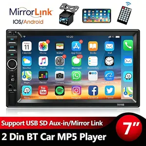 7 Inch HD Touchscreen Car MP5 Radio, Waterproof Rear View Camera, Bluetooth Audio TF Card USB Player for Car Safety & Entertainment 3-Channel Dash Cam with IPS Screen