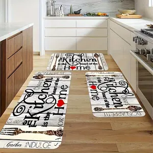 Elegant Black & White Design with Heart & Floral Accents, Non-Slip, Durable for Kitchen, Living Room, Porch, and Balcony Decor, Kitchen Mat Elegant Kitchen Mat Durable Kitchen Mat, Kitchen Decor