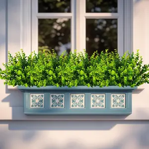 20 PCS Artificial Plants Outdoor Fake Boxwood Shrubs Grass for Pot Garden Verandah Decor for Window Garden Office Patio Backyard Planter Pathway Front Porch (Green)