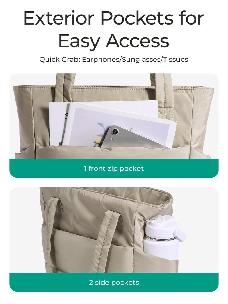 BAGSMART Bubble 21L Puffty Tote Bag for Women with Removable Crossbody Strap Lightweight Shoulder Bag for School Travel Work 15.6" Laptop Friendly Water-Repellent Fabric TikTokShopHolidayHaul