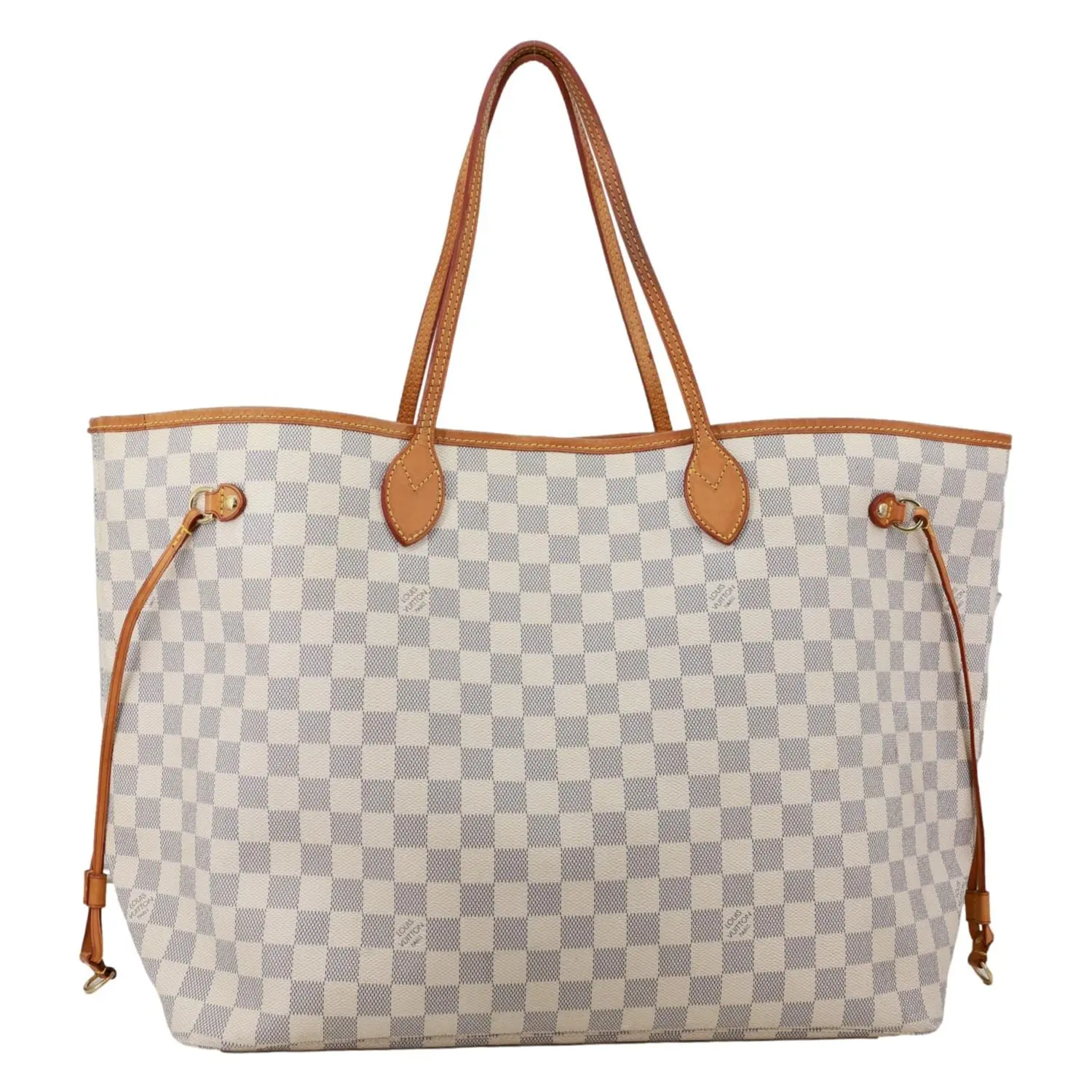 Pre-owned Louis Vuitton Canvas Tote Bags Neverfull GM Damier Azur Tote Shoulder Bag White