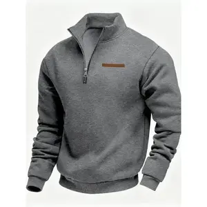 Men's Half - Zip Pullover with Contrast Zipper & Pocket - Stand - Up Collar, Ribbed Cuffs & Hem, Classic Fit. Perfect for Transitioning from Casual Daily Errands to Light Outdoor Adventures. Elevate Your Wardrobe with Subtle Contrast Details.（gift）