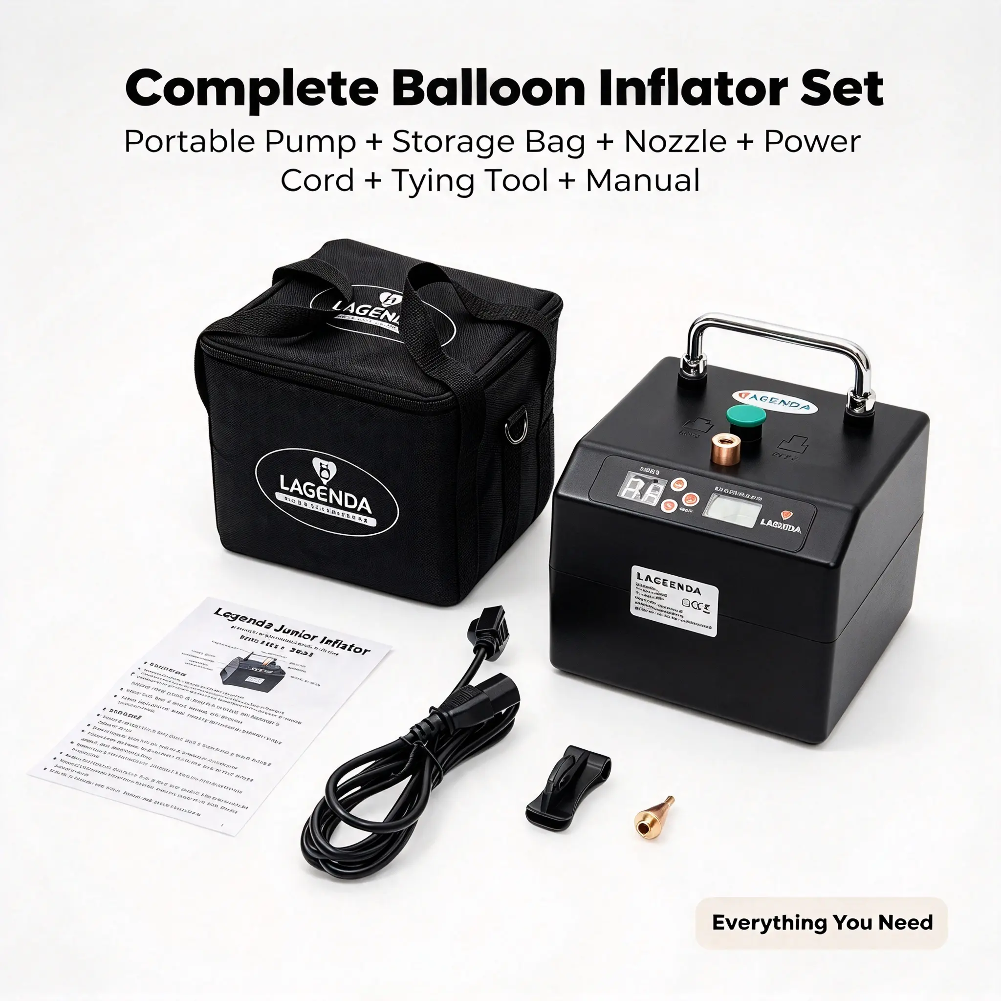 Plastic Rectangle Electronic Balloon Inflator Pump - 2025 Compact Low-Noise, 6600mAh Dual Modes, 160/5in Pieces Inflation in Seconds, Filling Nozzle Set for Birthday, Wedding, Christmas (Home & Festive Party Supplies Box)
