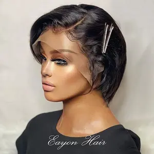 12A Pixie with Ear-to-Ear T lace 100% Human Hair Natural Hairline Wig Women's Daily Wig Short Curly Hair