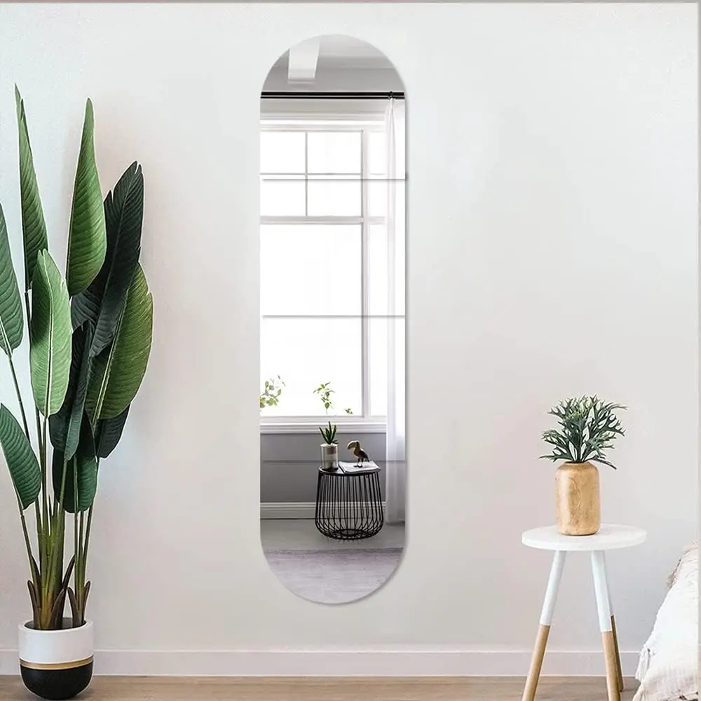 Full Body Mirrors for Walls  12x12 4pcs Acrylic Plexiglass Mirror Wall Mounted Length Frameless Makeup Large Long Home Workout Gym Hallway Floor Tile