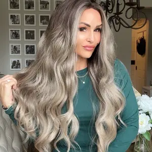 IMstyle Kim ombre greyish blonde with dark roots 30inches T part lace front wigs TS65-2195