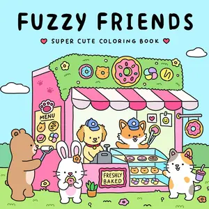 Rainbow Reads Fuzzy Friends - Super Cute Coloring Book for Adults and Teens Featuring Adorable Animals Characters