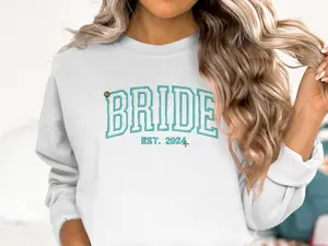 Embroidered Bride Est. 2024 Shirt for Bachelorette Party, Bridal Shower Gift, Future Mrs Shirt, Engagement Celebration Top, Cute Bride Tee