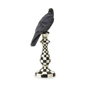 MacKenzie- Childs Haunted House Courtly Check Pedestal Crow