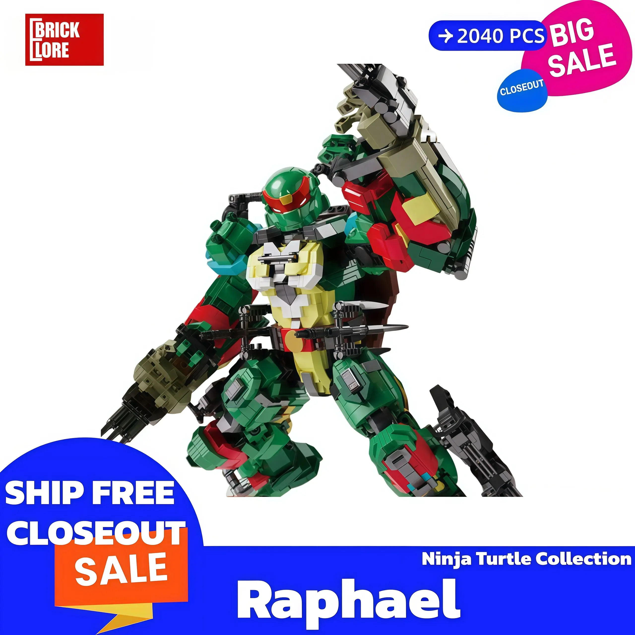 [BrickLORE](SHIP FREE) Red Mecha Warrior Mecha Warrior Collection 2040 Pieces