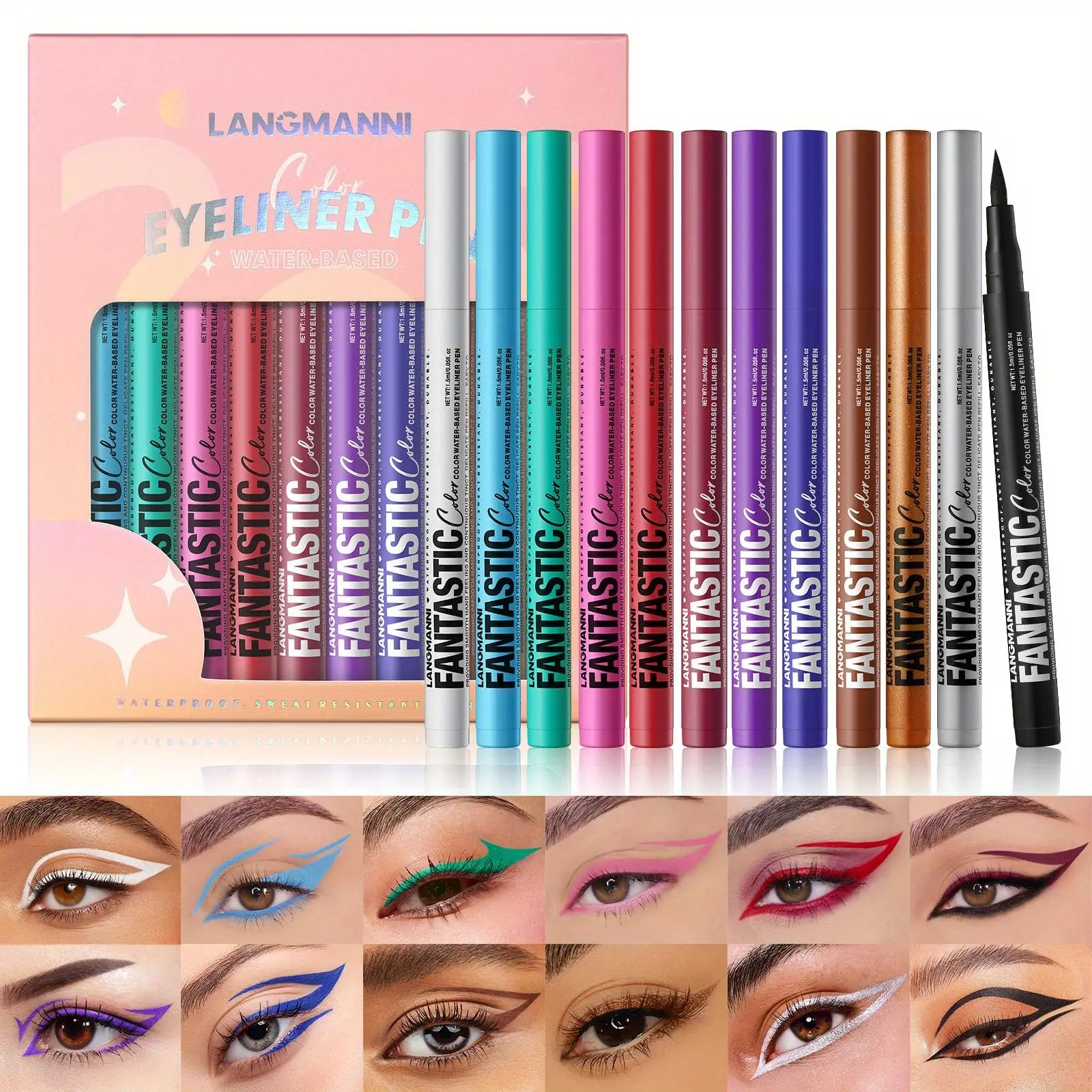 Eyeliner Set, Waterproof Long-Lasting Eye Liner Pencil Kit, Longwear Eye Liner, 12 Colors, Quick-Drying, Oil Resistant, Easy Application, No Smudge, Perfect for All Seasons, Eye Makeup Supplies, Eye Makeup Products