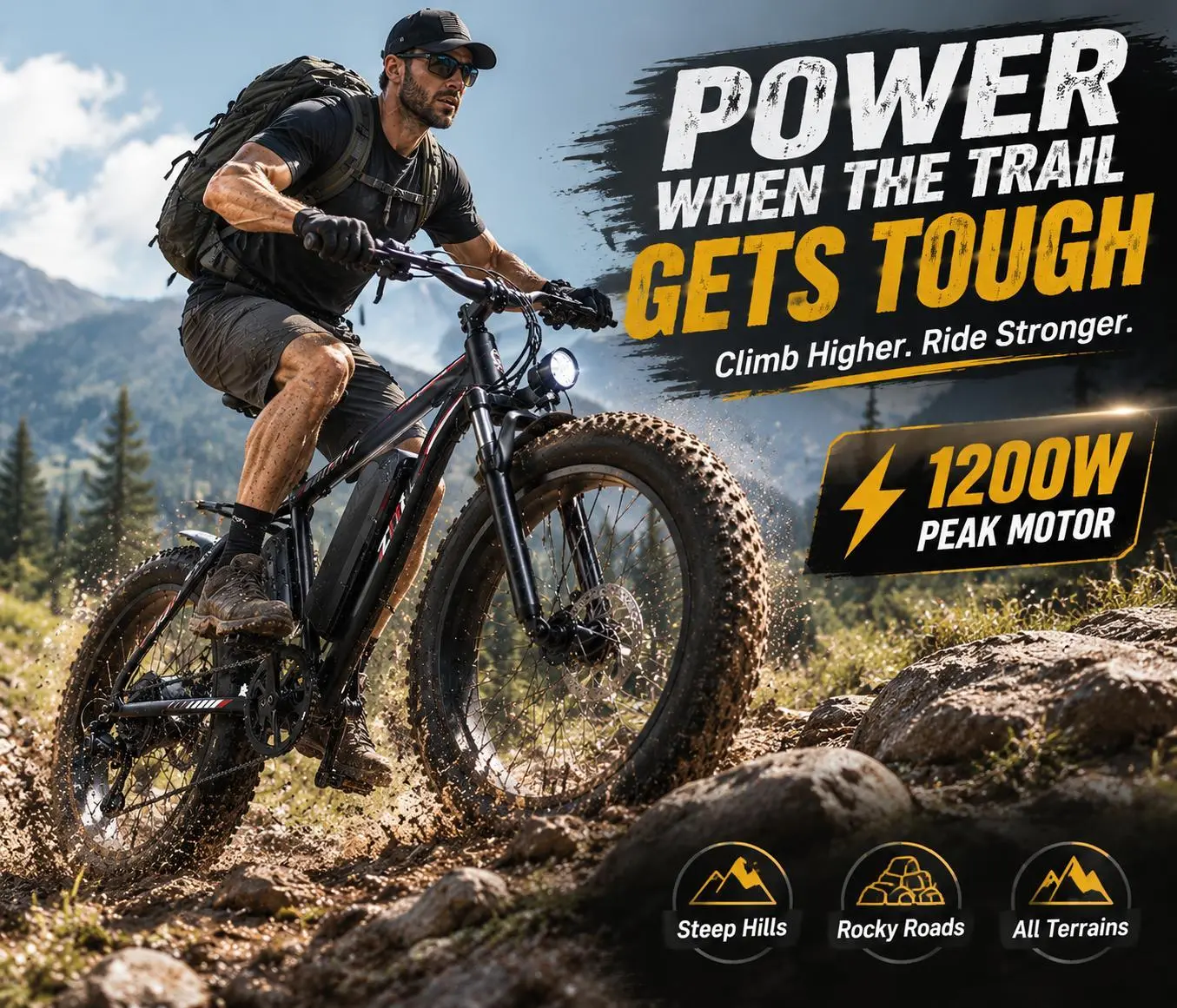 ZNH Adult 750W Peak Motor Fat Tire Electric Bike, 26" All-Terrain Ebike with Up to 50 Mi Range for Snow,    Powerful Fat Tire Electric BikeTrail & Mountain Riding Dual Suspension Ebike, Bikes, Carbon Steel, Fat Tires