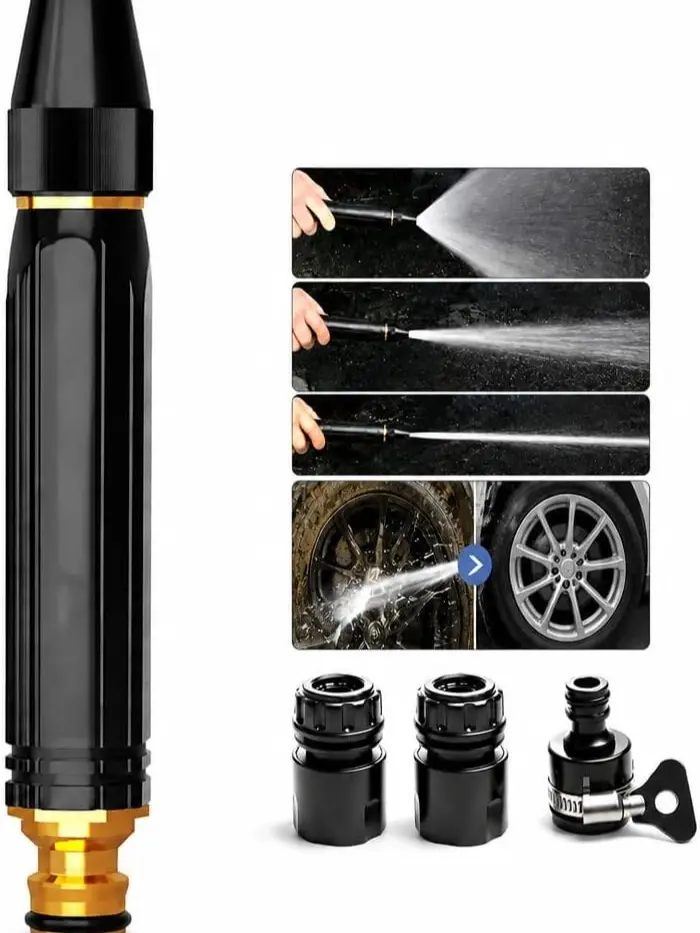 2026 Upgraded High Pressure Power Hose Nozzle, Heavy Duty Metal Garden Spray Gun with Leak-Proof Connector & Adjustable Mist Nozzle for Watering Plants, Washing Cars (1PCS), Adjustable Mist Nozzles & Spray Guns, Power Hose Nozzles & Spray Guns