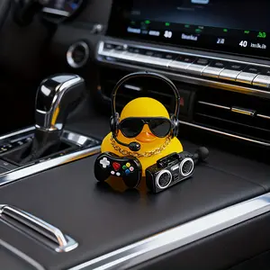 Trendy Duck Car Dashboard Decor - Gaming Controller Style Ornament with Sunglasses for Auto & Office