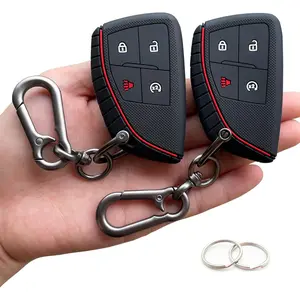 Four Button Keychain Case Silicone Material 2 Pack Black for 2023-2025 2026 Chevrolet Colorado Equinoxsilverado Chevrolet Canyonsierra2025 Honda Prologue