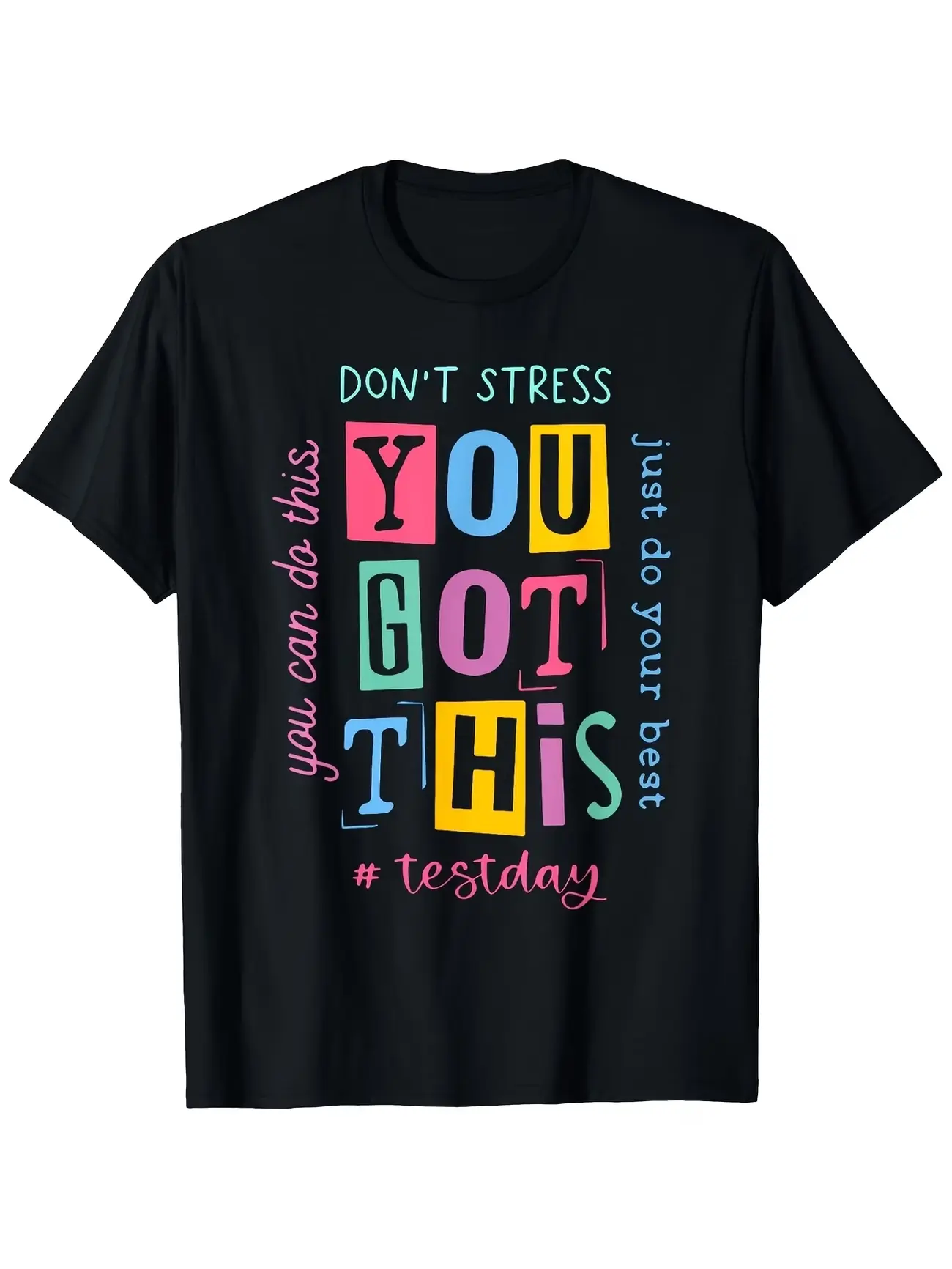 This You Can Do This Design T-Shirt Front Printed Short-Sleeved T-Shirt - Comfortable & Breathable Casual Tops for Summer Spring & Fall Same Style for Men And Women Motivational Exam Day Statement Tshirt