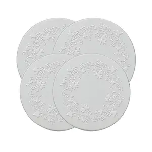 Range Kleen Retro Classic Round Ivy-Embossed White Kitchen Burner Covers Set