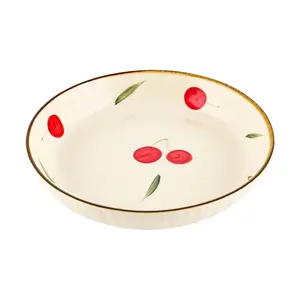 Golden Lion Cherry Blossom Ceramic Dinner Plate - 8 Inch Square Dessert Salad Plate for Kitchen & Dining