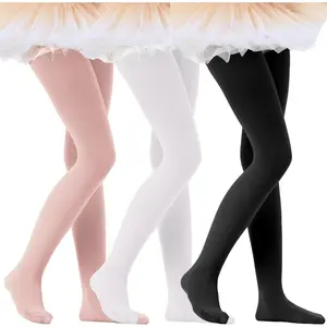 P-SOK04    Ballet Tights for Girls - 3 Pairs, Multiple Colors, Cotton School Dress Tights