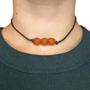 Handmade Recycled Glass Bead Choker (Orange or Green)