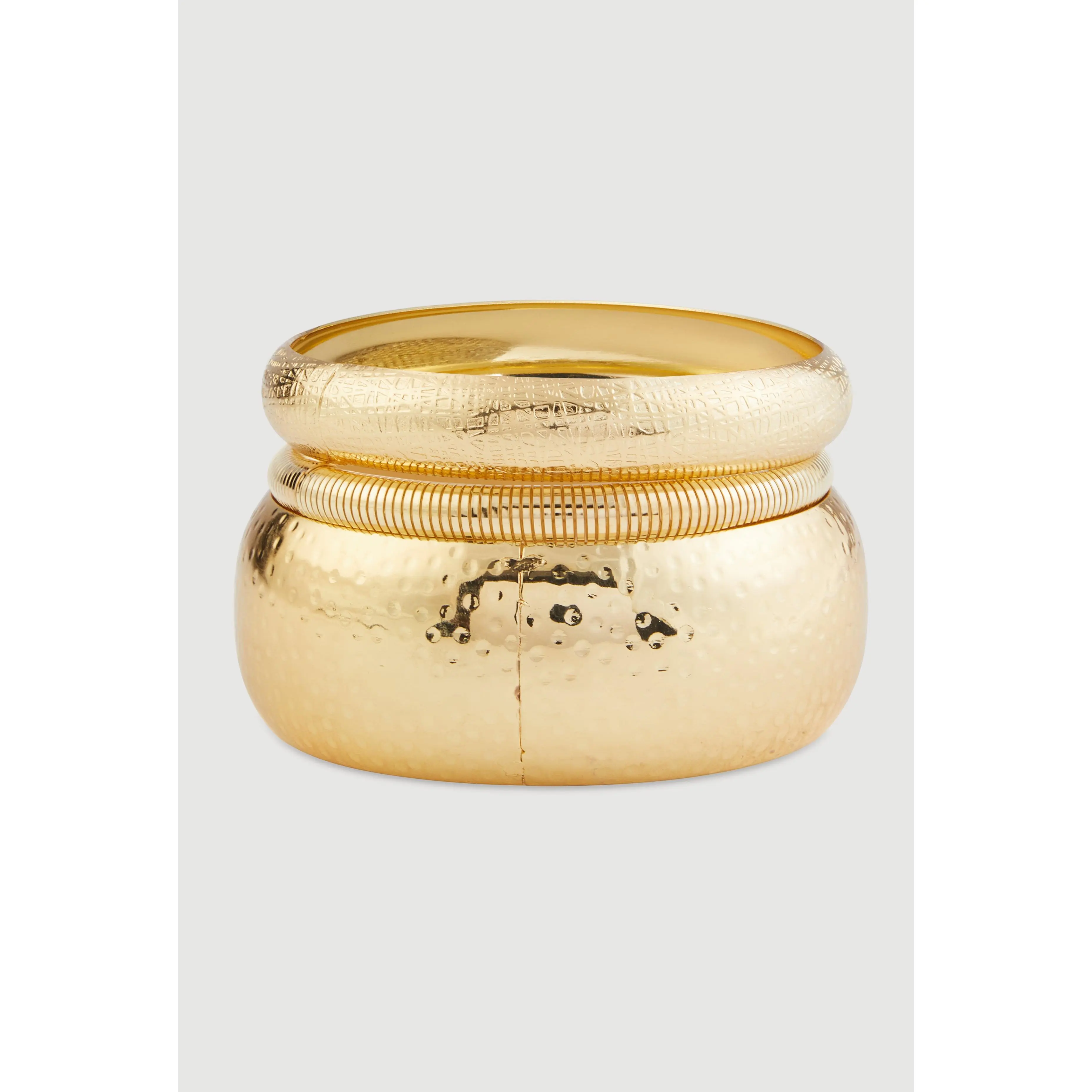 Assorted Metallic Bangles and Stretch Bracelet Set of 3