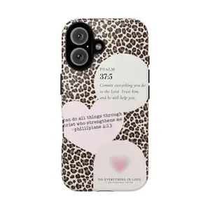 Leopard Print Christian Quotes Smartphone Case & Accessories Bundle - For Samsung S24 Ultra, iPhone 17/16/15/14/13/12/11 Pro Max, X/XR/XS Max, 8/7 Plus - Includes Cellphone Shell, Screen Protector, Handheld Fidgets