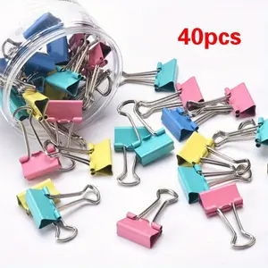 Push Paper Clips & Binder Clips – 48 Pack Medium Reusable Heavy Duty Clamps, No Damage & No Marks, 50 Sheet Capacity for Office, School, Home Organization