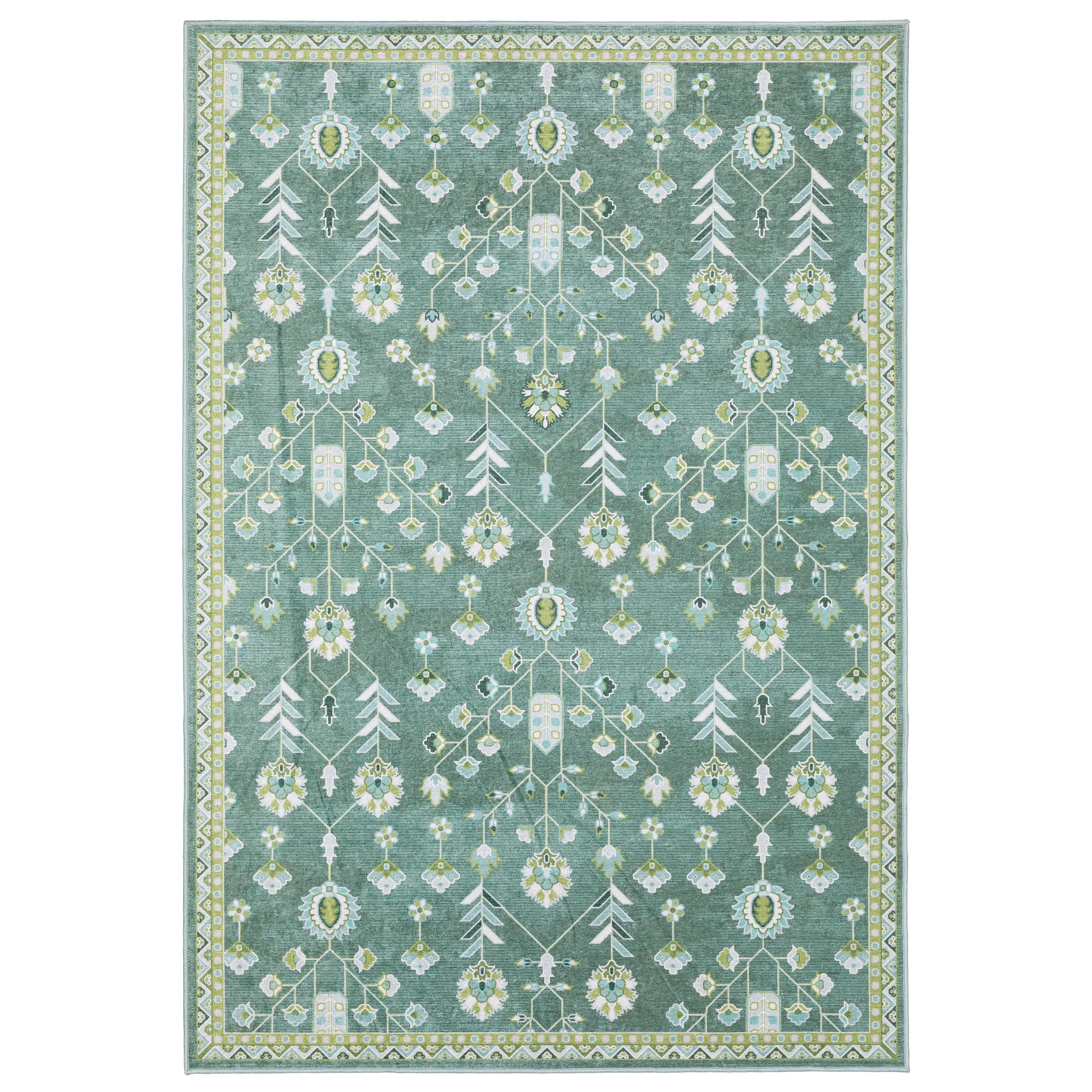 Oriental Weavers Addison ADD08 Teal Green Traditional Machine Printed Rug