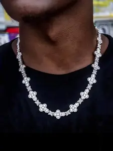 ICED CHICS Hip-hop Cross Flower Zircon Necklace, a versatile hip-hop accessory, enhances your temperament and is the best gift for your friends, Cubic Zirconia Necklaces