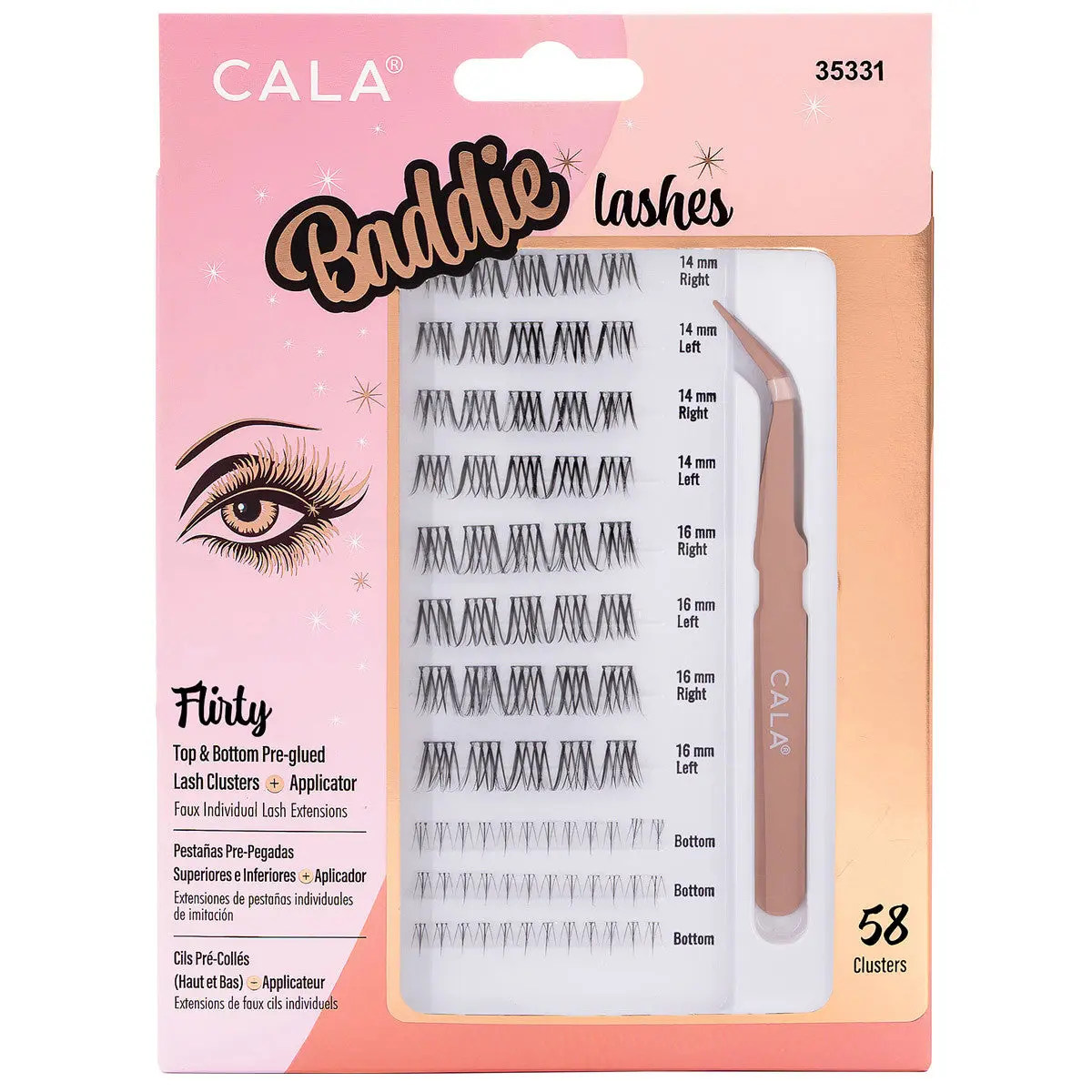Cala Baddie Lashes Wispy and Flirty- Top and Bottom Pre-Glued Lash Clusters