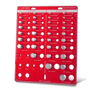 Thread Nut Bolt Checker, metric Size Gauge, 42 Bolt and Nut Gauge, Identifier Standard and metric, Bolt Size Finder 19 Standard & 15 Metric Bolt & 8 Drill Bit, wall mount measuring screw, Red