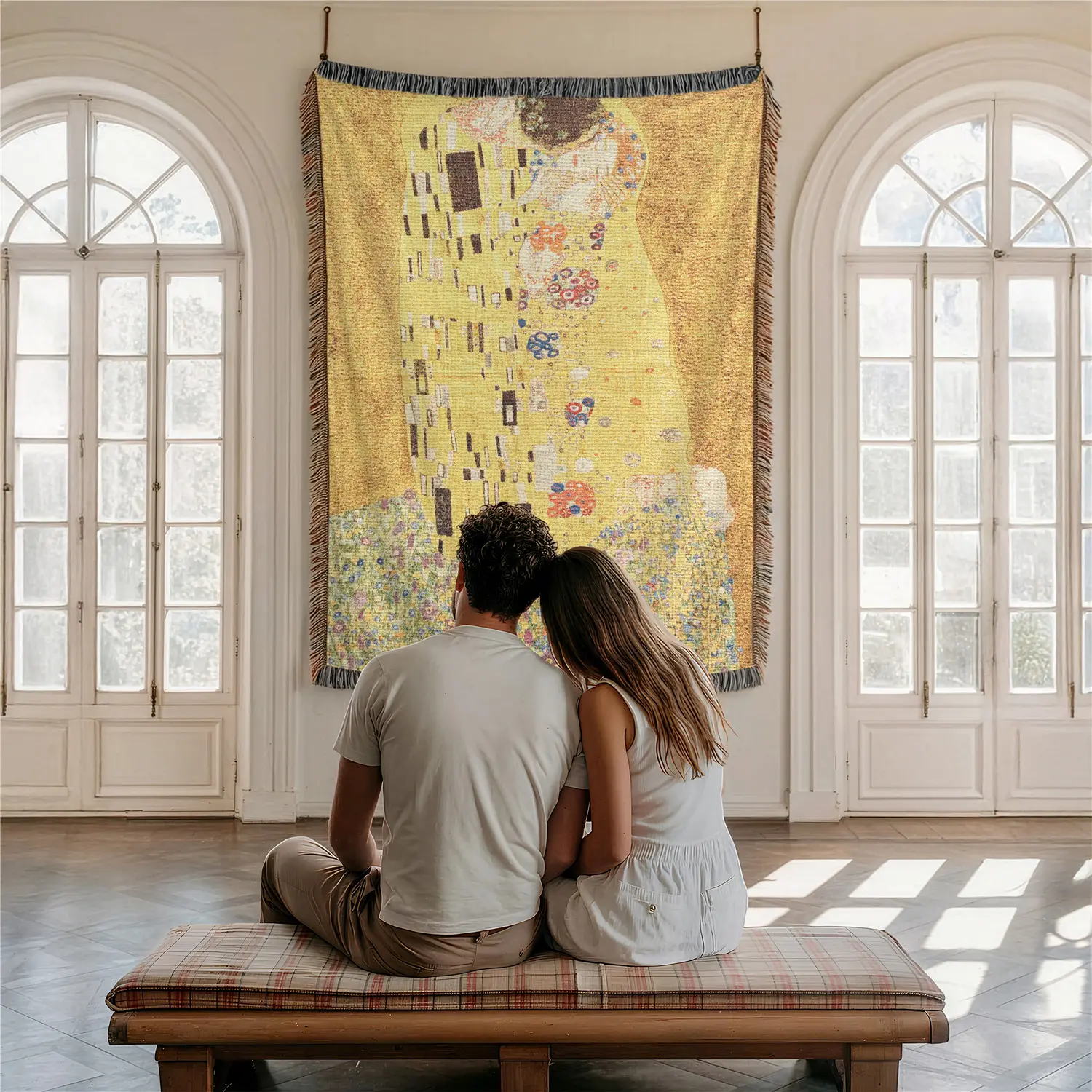 Kiss Pattern Home Decor Yarn Woven Wall Art Tapestry, Tapestry Wall Hanging, for Bedroom Dorm Living Room- with Fringe Tassels Not Printed - Boho Shabby Chic Design Chair Couch Bed Cover Throw Towel Outdoor Decoration Items