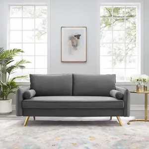 Modway Revive Performance Velvet Sofa in Gray Modway Revive Performance Velvet Sofa in Gray
