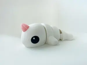 Zou's White Narwhal Fidget Toy- - High-Quality 3D Printed Articulated Whale for Tabletop Tactile Play & Stress Relief