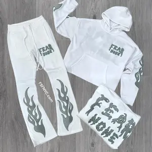 Rebel - Stacked Fear Non Cut Off Hood Sweat Suit - White - 316 416