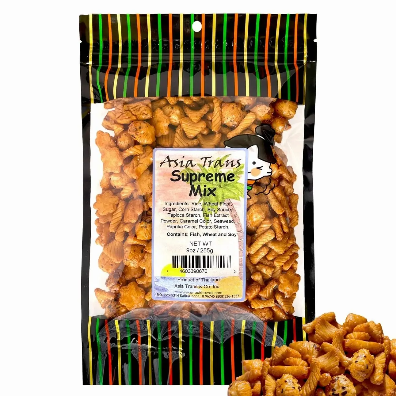 Traditional Supreme Mix Arare Rice Crackers, Mochi Crunch Snack Mix, Sweet, Salty & Umami Flavor, Crunchy Snack, 9 Ounce