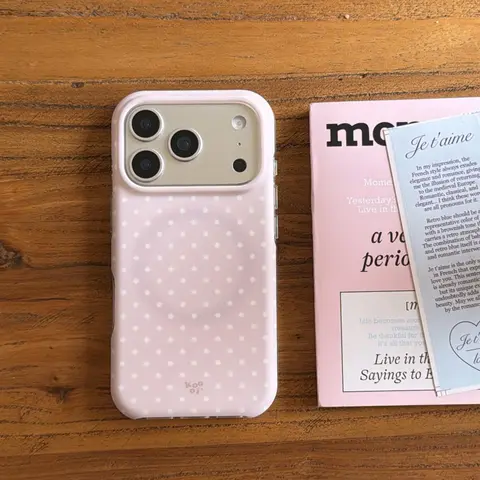 Magnetic Round Edge Dual Layer Polka Dot Phone Case for Apple iPhone 18 Pro Max, Fashionable French Style, Elegant Design, Protector