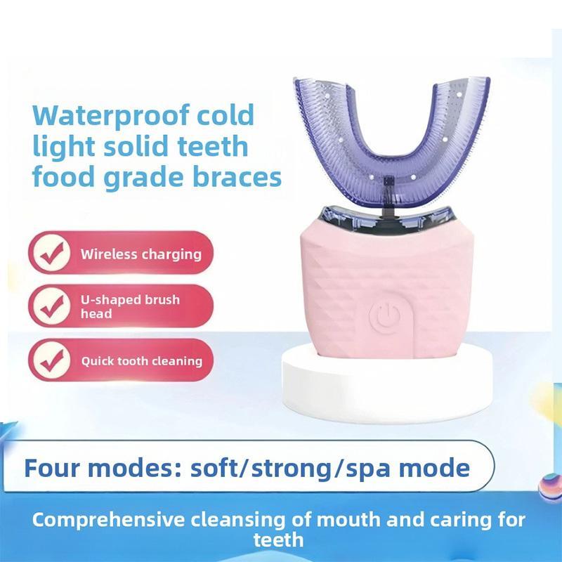 Adult Ultrasonic Electric Toothbrush with U-Shaped Design, 360-Degree Full Mouth Cleaning, IPX7 Waterproof for Effective Oral Hygiene