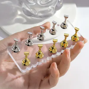 10pcs/Set Magnetic Nail Holder Double Row Solid Clear Acrylic Nail Practice Stand Metal Finger Tray False Nail Tip Display Holder For Salon DIY Nail Art Training Tools